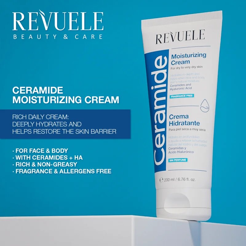 Revuele Ceramide Moisturizing Cream hydratační krém na tělo a obličej pro suchou až velmi suchou pokožku 200 ml