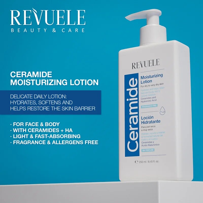 Revuele Ceramide Moisturizing Lotion hydratační mléko na tělo a obličej pro suchou až velmi suchou pokožku 250 ml