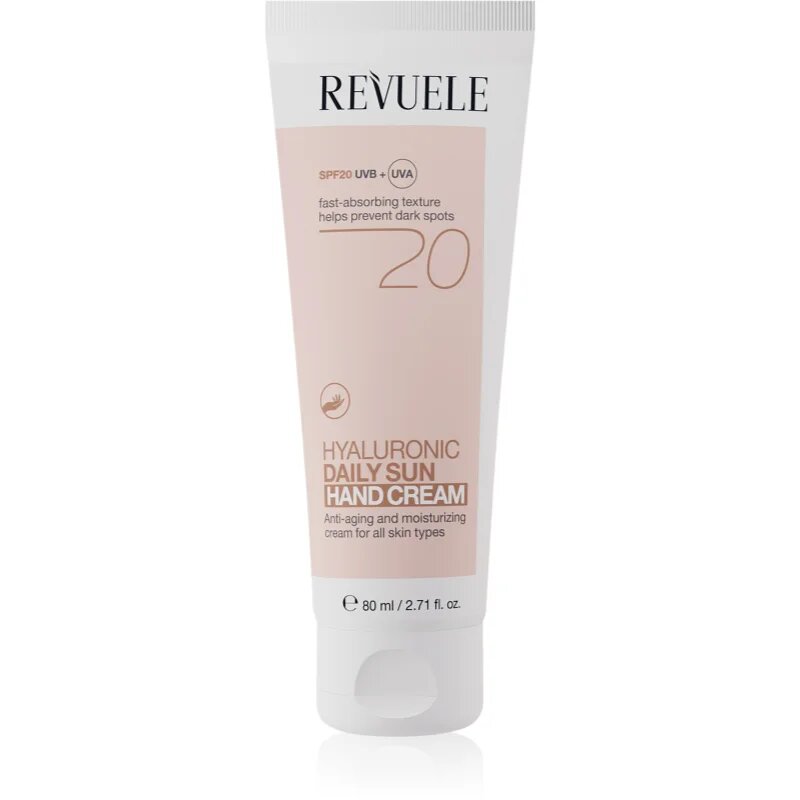 Revuele Daily Sun Hyaluronic Hand Cream SPF 20 hydratační ochranný krém na ruce SPF 20 80 ml
