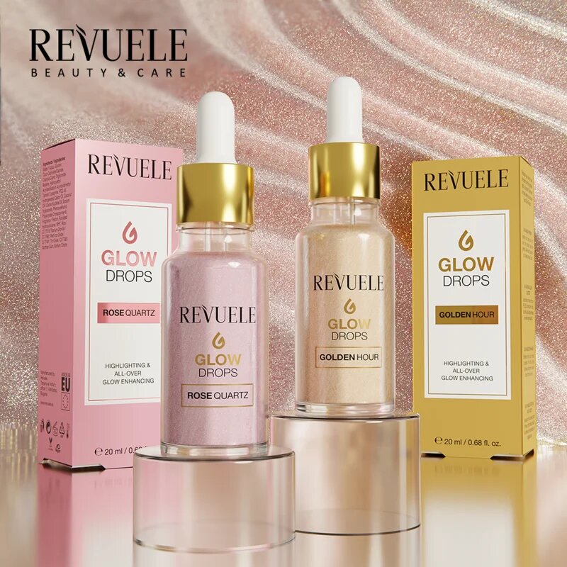 Revuele Glow Drops Rose Quartz rozjasňující sérum na tělo a obličej 20 ml