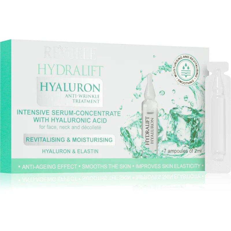 Revuele Hydralift Hyaluron Ampoules Intensive Serum Concentrate intenzivní hydratační sérum na obličej krk a dekolt 7x2 ml