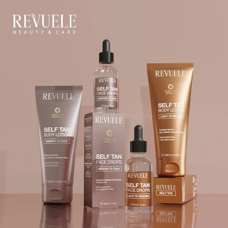 Revuele Paradise Bronze Self Tan Body Lotion samoopalovací mléko pro postupné opálení odstín Light To Medium 200 ml