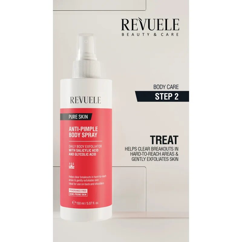 Revuele Pure Skin Anti-Pimple tělový sprej proti akné 150 ml