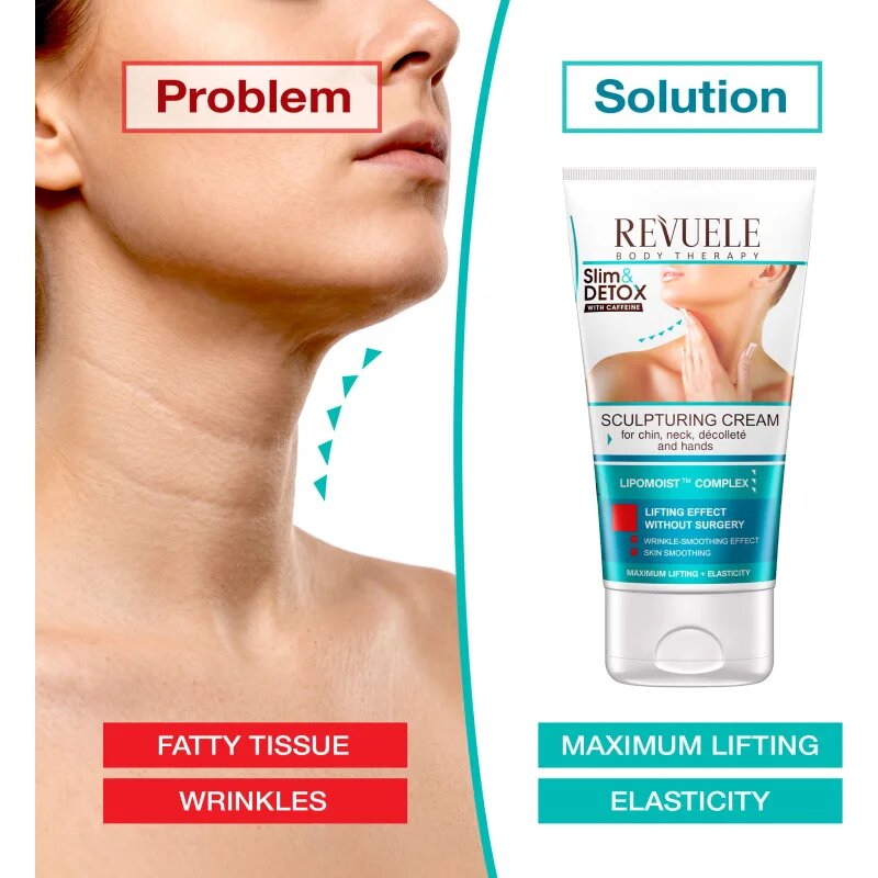 Revuele Slim & Detox With Caffeine modelační krém na krk a dekolt 150 ml