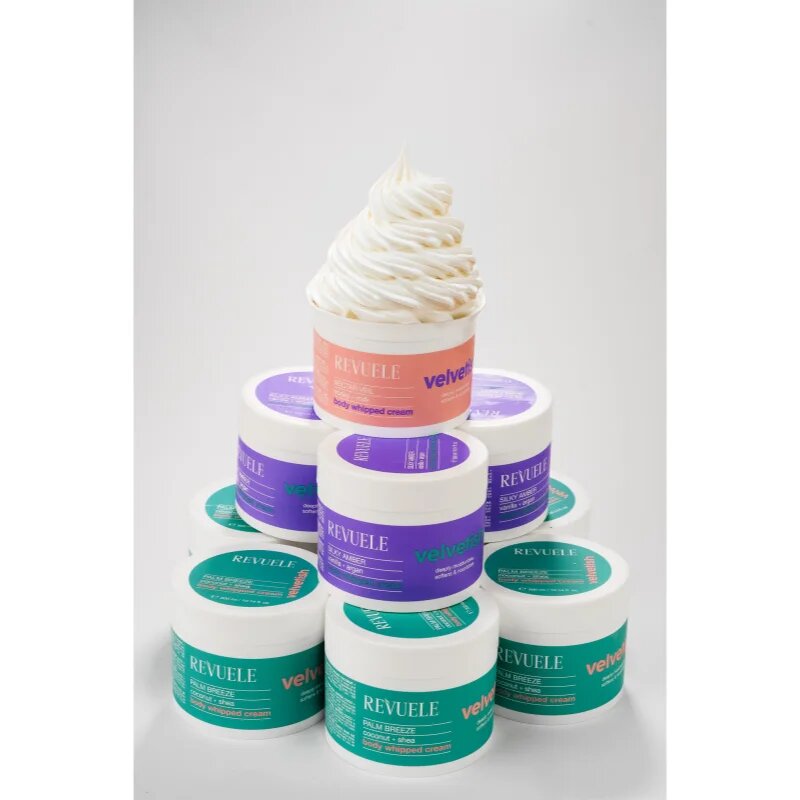 Revuele Velvetish Palm Breeze Body Whipped Cream hydratační tělový krém Coconut + Shea 300 ml