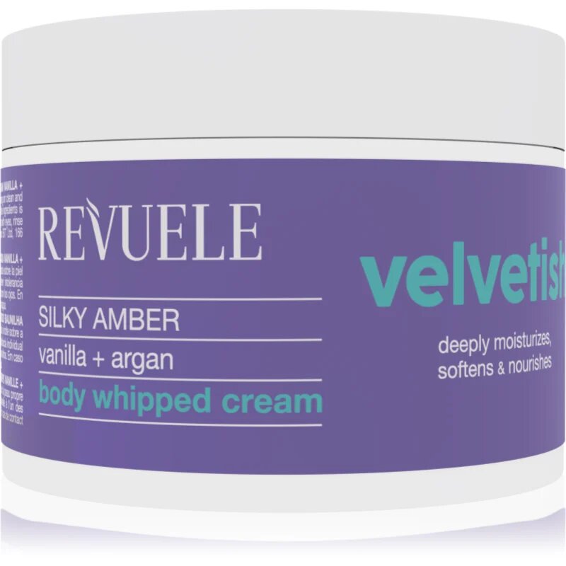 Revuele Velvetish Silky Amber Body Whipped Cream hydratační tělový krém Vanilla + Argan 300 ml