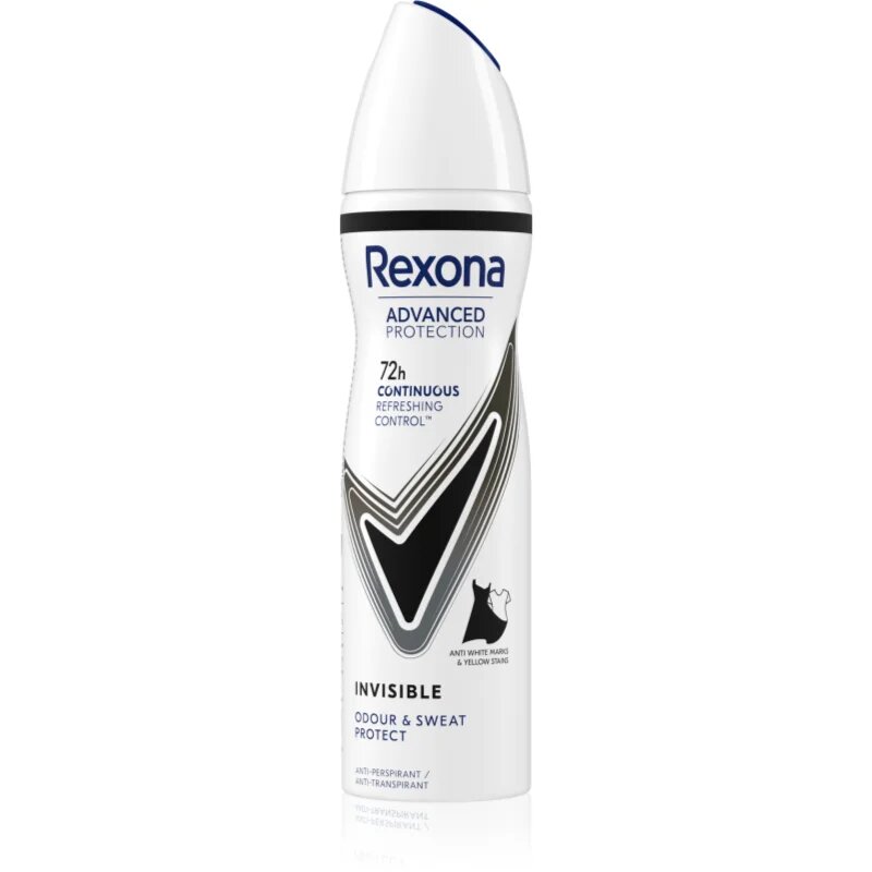 Rexona Advanced Protection Invisible antiperspirant ve spreji proti bílým a žlutým skvrnám 150 ml