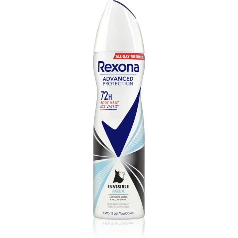 Rexona Advanced Protection Invisible Aqua antiperspirant ve spreji proti bílým a žlutým skvrnám Aqua 150 ml