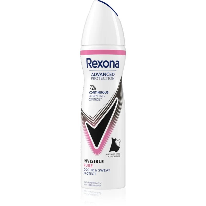 Rexona Advanced Protection Invisible Pure antiperspirant ve spreji proti bílým a žlutým skvrnám 150 ml