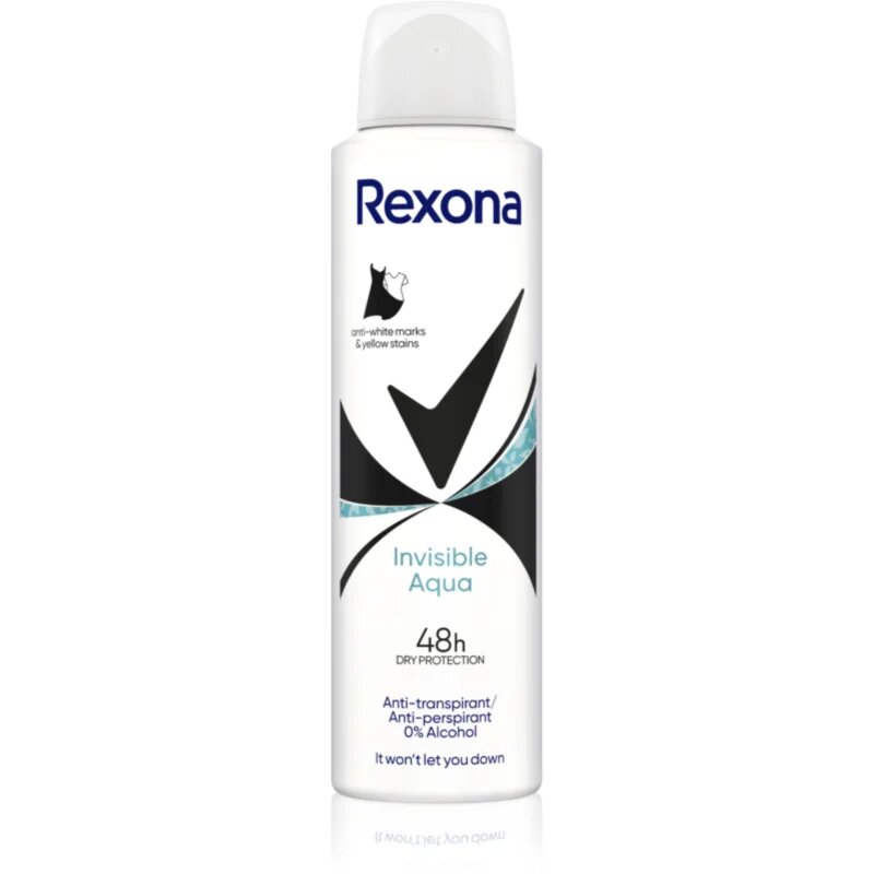 Rexona Invisible Aqua antiperspirant ve spreji proti bílým a žlutým skvrnám 150 ml