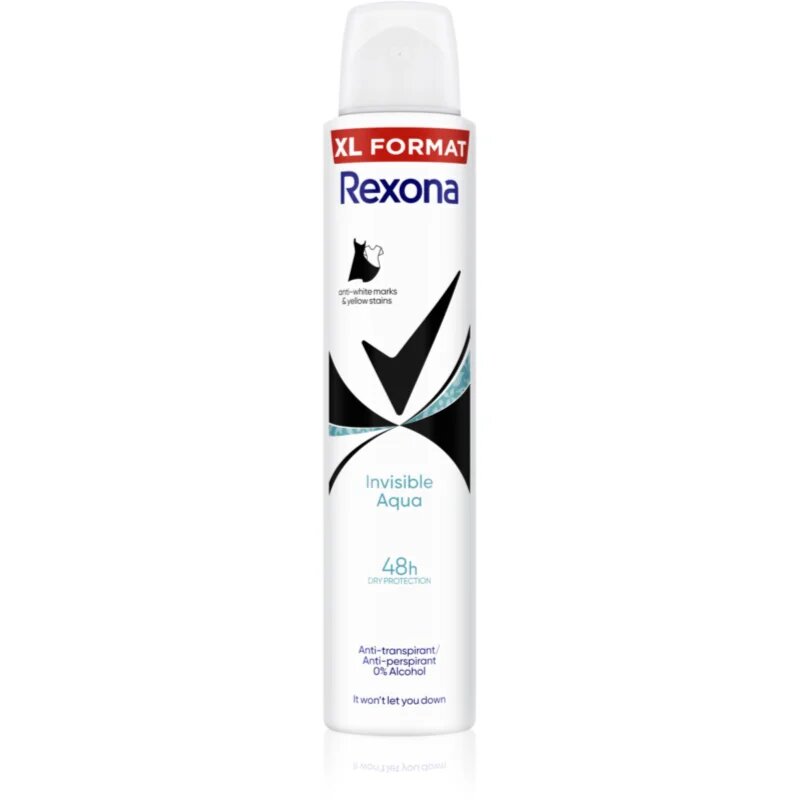 Rexona Invisible Aqua antiperspirant ve spreji proti bílým a žlutým skvrnám 200 ml