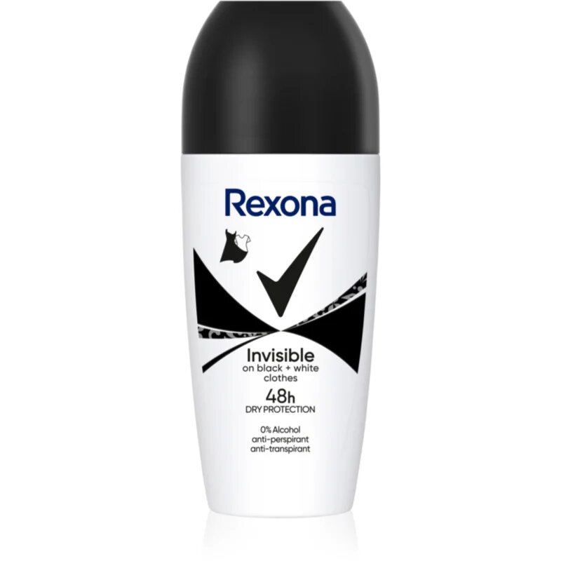 Rexona Invisible Black and White Roll-On antiperspirant roll-on proti bílým a žlutým skvrnám 50 ml