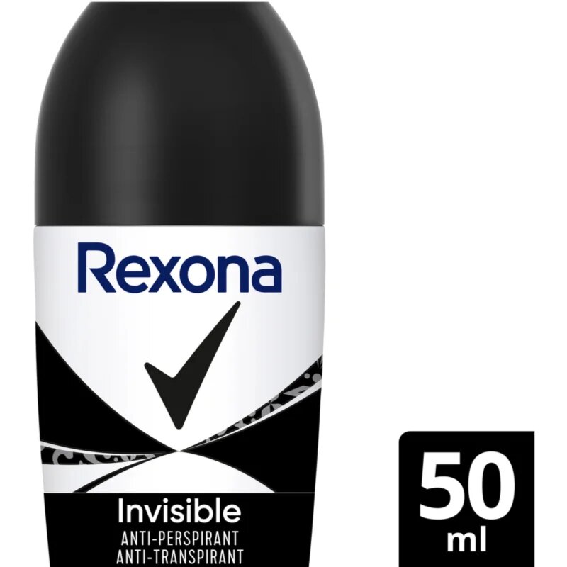 Rexona Invisible Black and White Roll-On antiperspirant roll-on proti bílým a žlutým skvrnám 50 ml