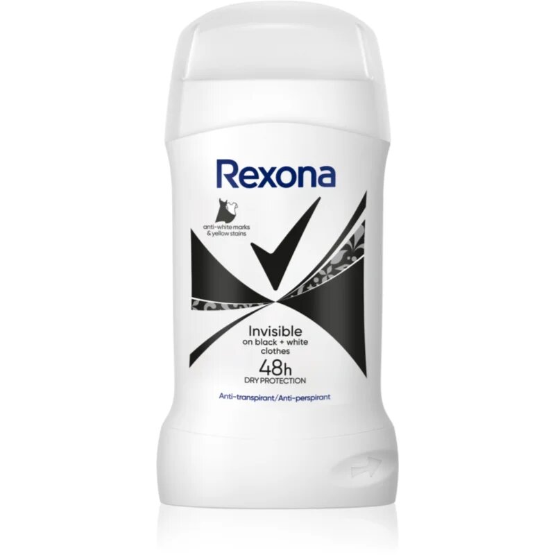 Rexona Invisible Black and White tuhý antiperspirant proti bílým a žlutým skvrnám 50 ml