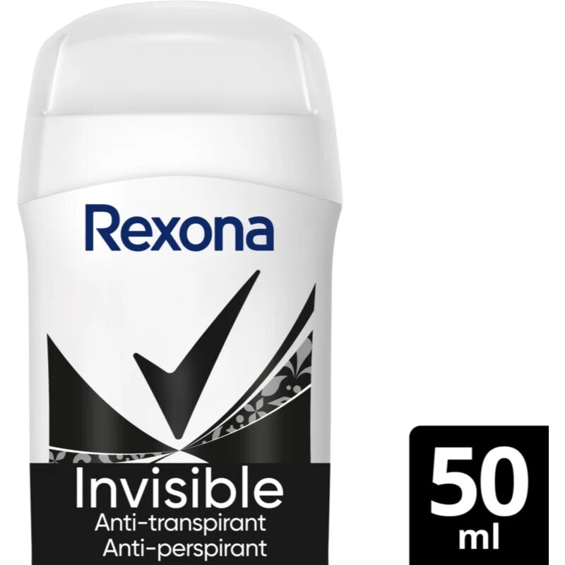 Rexona Invisible Black and White tuhý antiperspirant proti bílým a žlutým skvrnám 50 ml