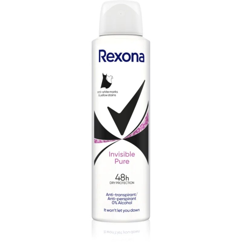 Rexona Invisible Pure antiperspirant ve spreji proti bílým a žlutým skvrnám 150 ml
