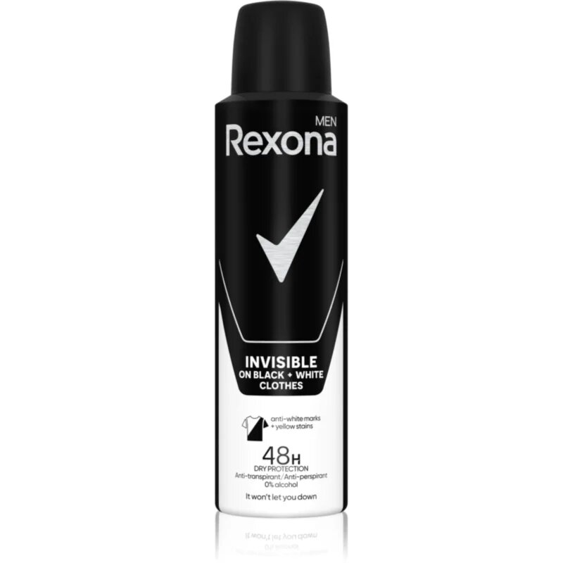 Rexona Men Invisible antiperspirant ve spreji proti bílým skvrnám 150 ml