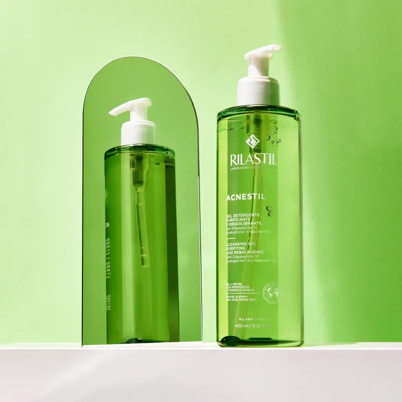 Rilastil Acnestil čisticí gel pro redukci kožního mazu pro mastnou pleť se sklonem k akné 400 ml