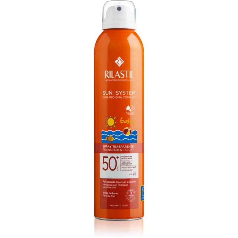 Rilastil Sun System Baby transparentní sprej na opalování SPF 50+ 200 ml