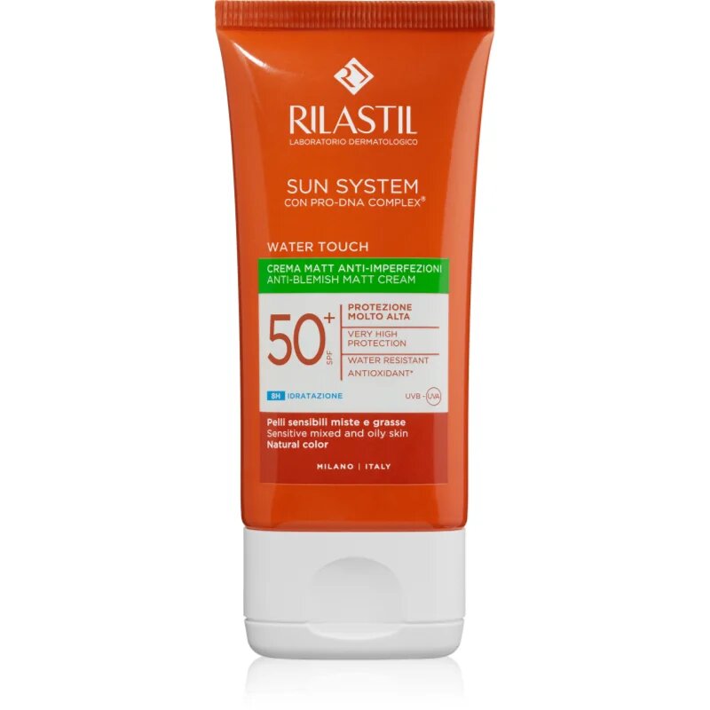 Rilastil Sun System Water Touch ochranný matující krém pro mastnou pleť s nedokonalostmi SPF 50+ 50 ml