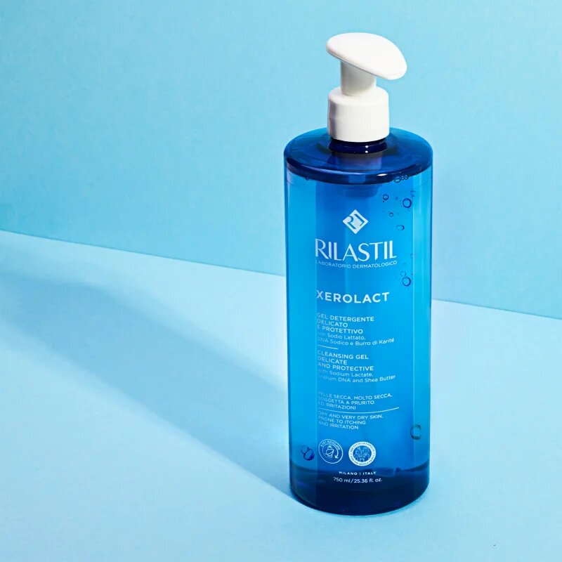 Rilastil Xerolact Cleansing Gel jemný čisticí gel pro suchou až velmi suchou pokožku 1000 ml