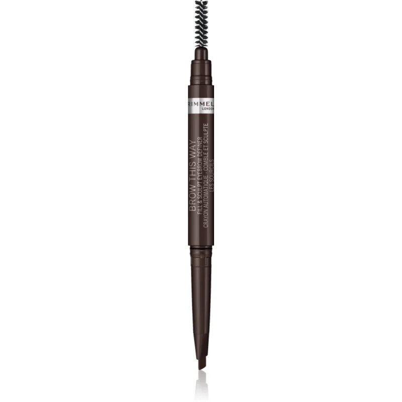 Rimmel Brow This Way tužka na obočí s kartáčkem 2 v 1 odstín 003 Dark Brown 025 g
