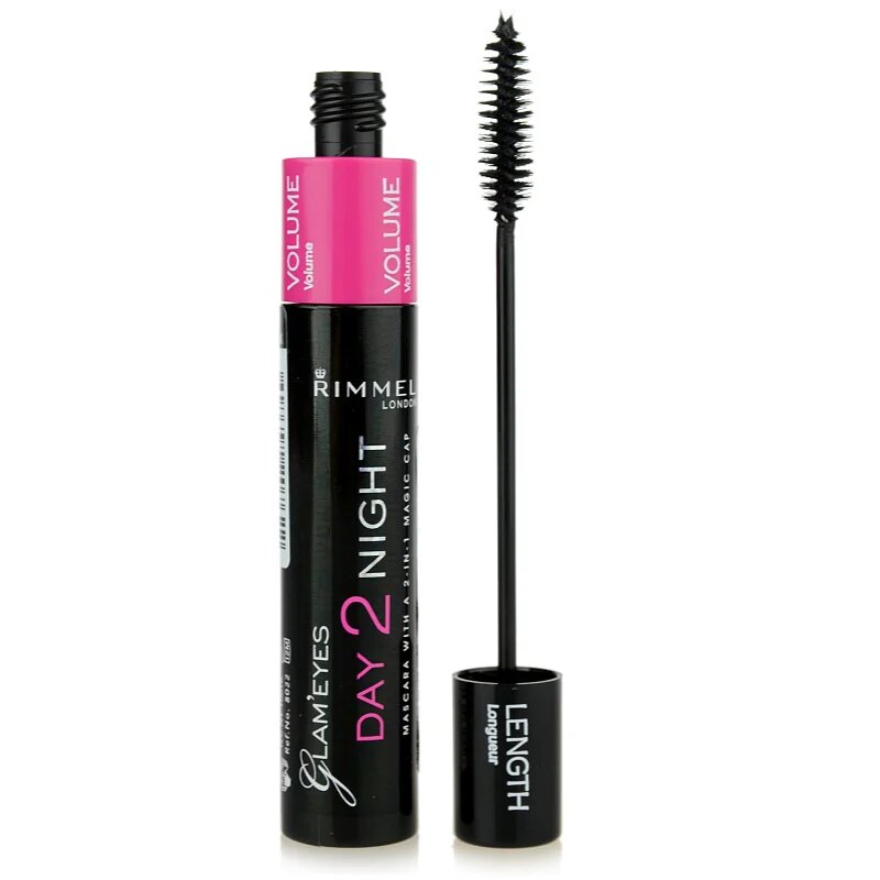 Rimmel Glam´ Eyes Day 2 Night řasenka pro prodloužení a zahuštění řas 2 v 1 odstín 001 Black 9.5 ml