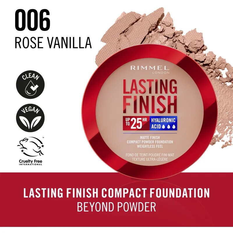 Rimmel Lasting Finish 25H kompaktní pudr SPF 20 odstín 006 Rose Vanilla 7 g