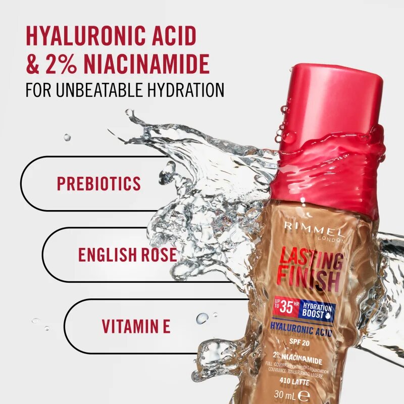Rimmel Lasting Finish 35H Hydration Boost hydratační make-up SPF 20 odstín 350 Golden Honey 30 ml