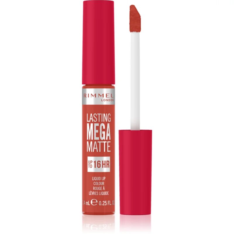 Rimmel Lasting Mega Matte lehká tekutá matná rtěnka 16h odstín Scarlet Flames 74 ml