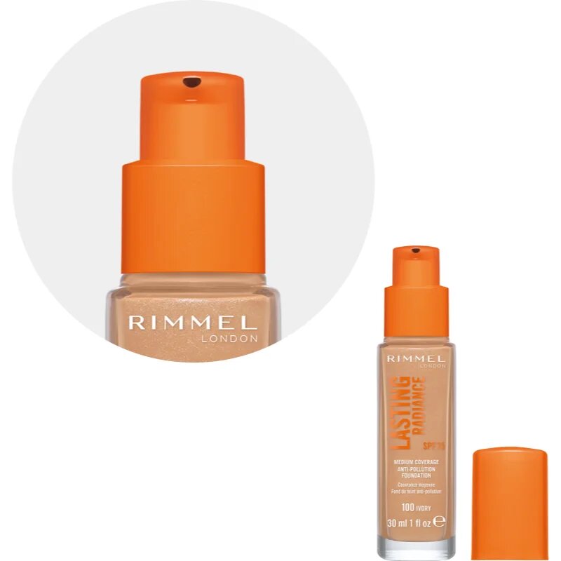 Rimmel Lasting Radiance rozjasňující make-up SPF 25 odstín 100 Ivory 30 ml