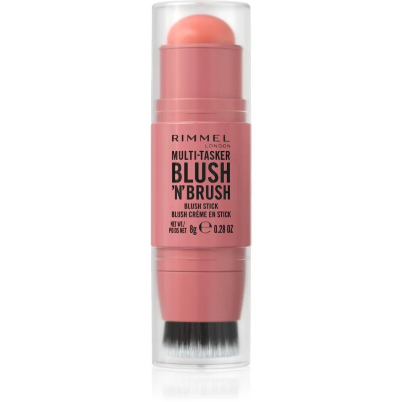 Rimmel Multi-Tasker Blush'N'brush tvářenka v tyčince se štětcem odstín 100 Cotton Candy 8 g