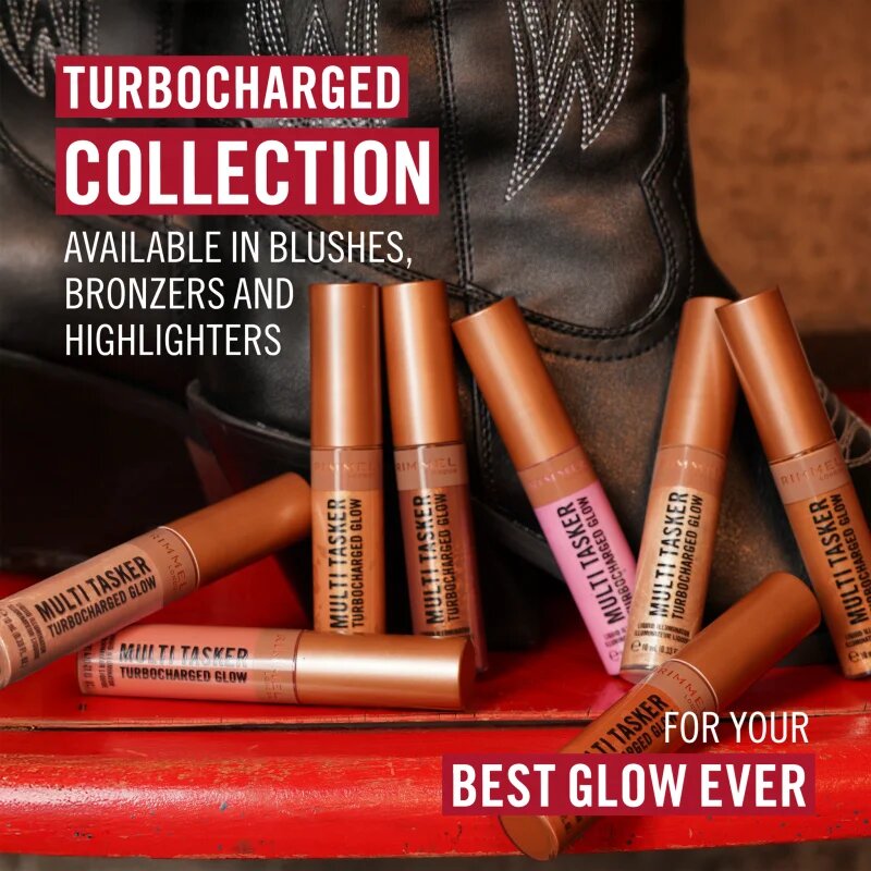 Rimmel Multi-Tasker Turbocharged Glow tekutý rozjasňovač odstín 004 Chelsea Glow 10 ml