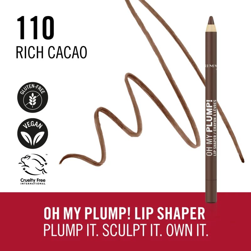 Rimmel Oh My Plump! konturovací tužka na rty odstín 110 Rich Cacao 1.2 g