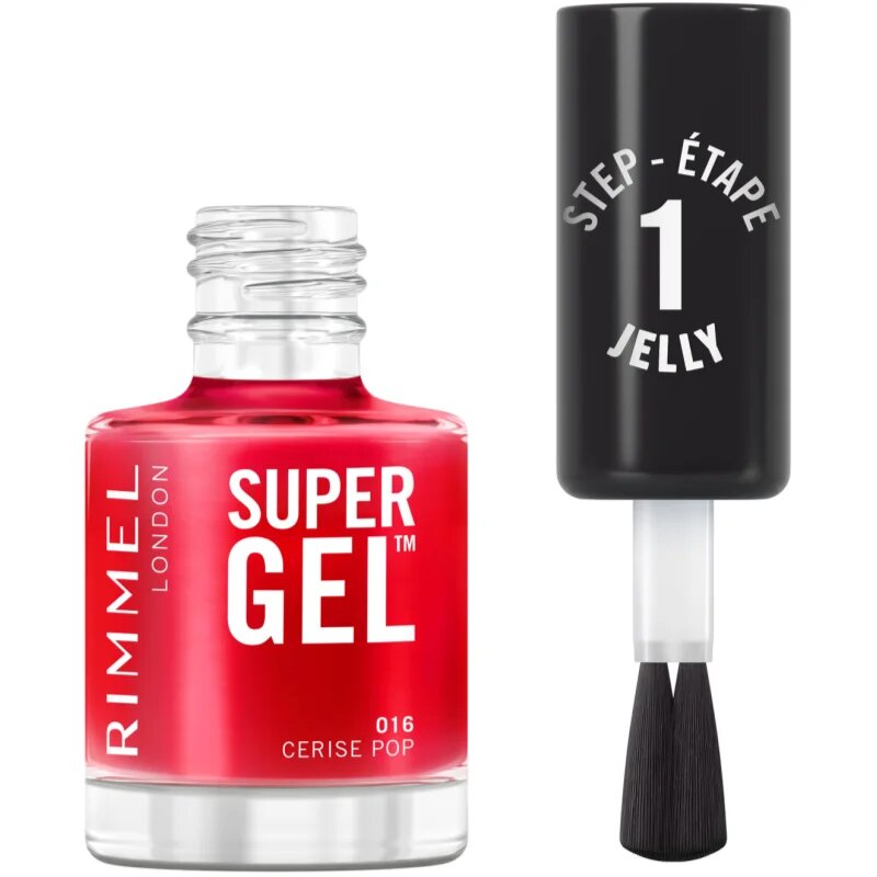 Rimmel Super Gel gelový lak na nehty bez užití UV/LED lampy odstín 016 Cerise Pop 12 ml