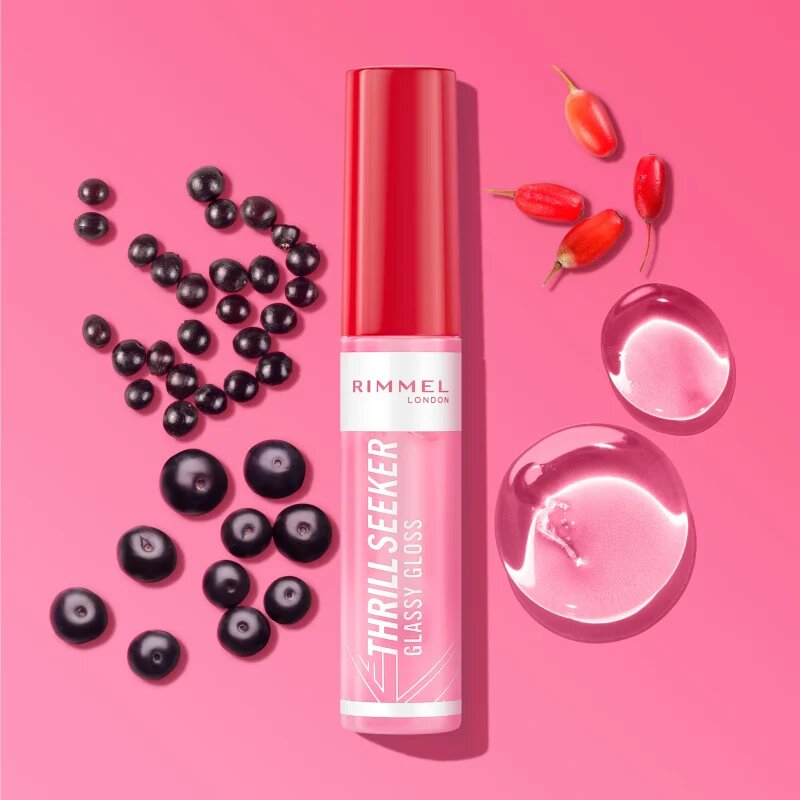 Rimmel Thrill Seeker Glassy Gloss lesk na rty pro větší objem odstín 600 Berry Glace 10 ml
