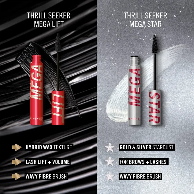 Rimmel Thrill Seeker Mega Star dlouhotrvající řasenka se třpytkami 10 ml