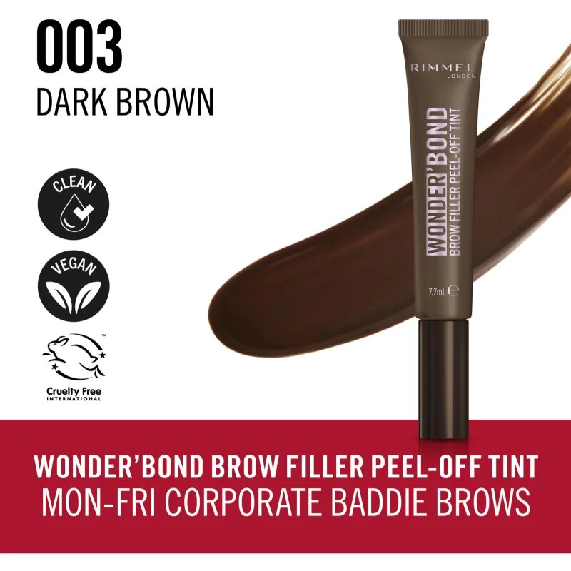 Rimmel Wonder'Bond gel na obočí odstín 003 Dark Brown 7.7 ml