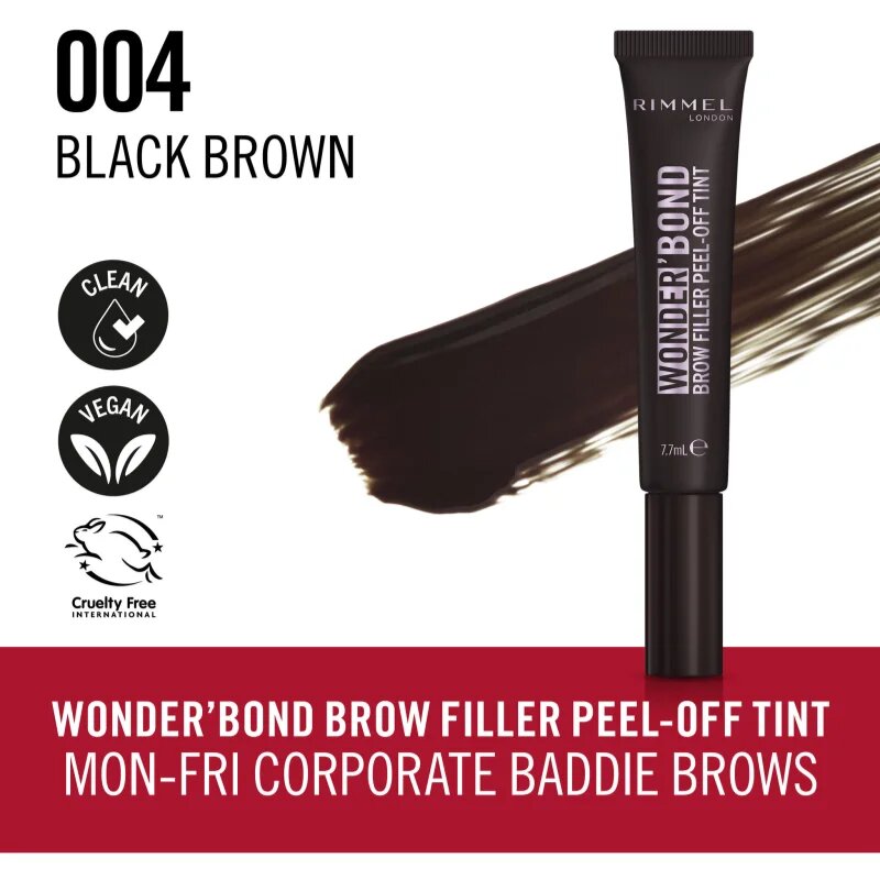 Rimmel Wonder'Bond gel na obočí odstín 004 Black Brown 7.7 ml