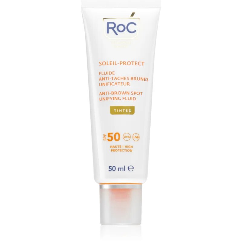 RoC Soleil Protect Anti Brown Spots Unifying Fluid Tinted tónovaný fluid pro sjednocení pleti SPF 50 s vitamínem C 50 ml