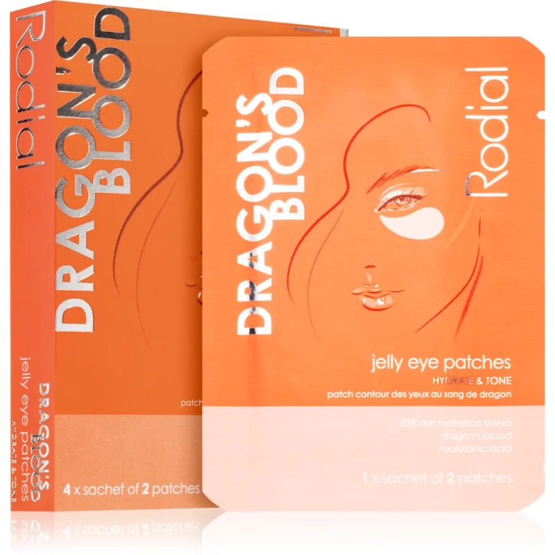Rodial Dragon's Blood Jelly Eye Patches hydrogelová maska na oční okolí pro hydrataci a vypnutí pokožky 4x2 ks