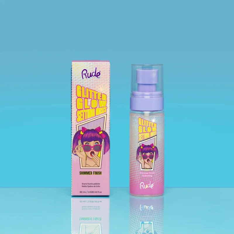 Rude Cosmetics Glitter Glow fixační sprej na make-up se třpytkami 60 ml