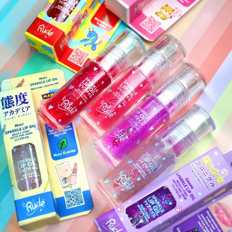 Rude Cosmetics Manga Collection Sparkle Lip Oil tónovací olej na rty s hydratačním účinkem odstín Mint 4 g