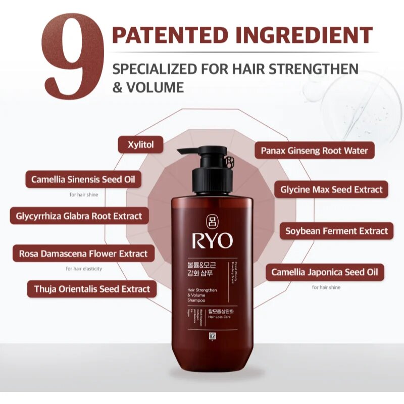 RYO Hair Strengthen & Volume Shampoo ošetřující a posilující šampon pro objem vlasů 480 ml