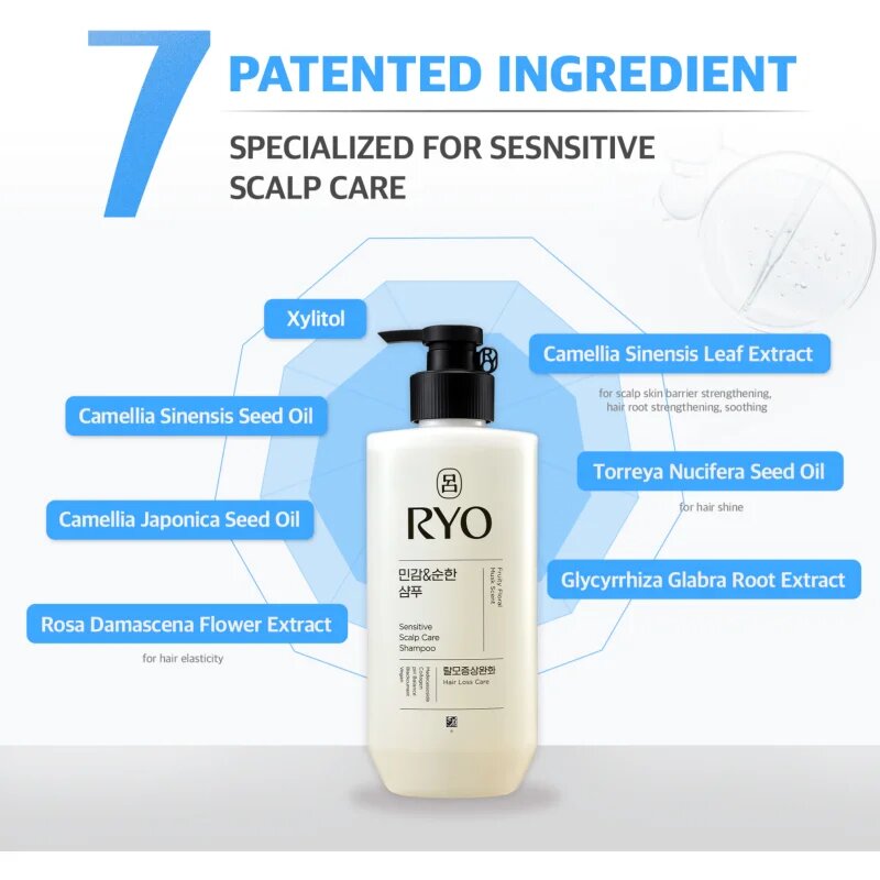 RYO Sensitive Scalp Care Shampoo zklidňující šampon pro citlivou pokožku hlavy 480 ml