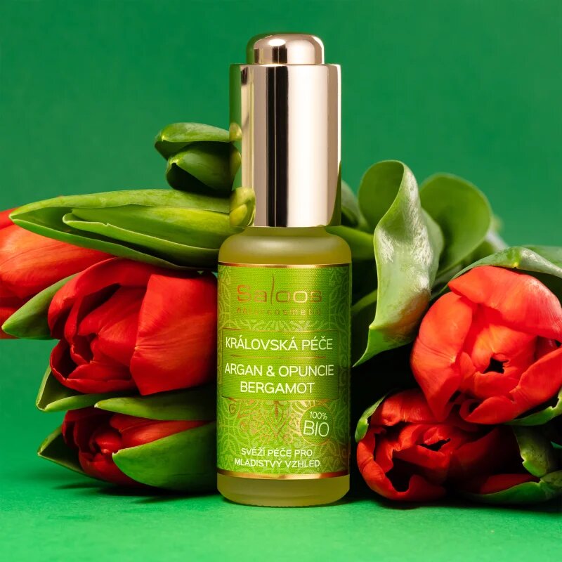 Saloos Bio Královská Péče Argan & Opuncie & Bergamot vyživující pleťový olej proti prvním známkám stárnutí pleti 20 ml
