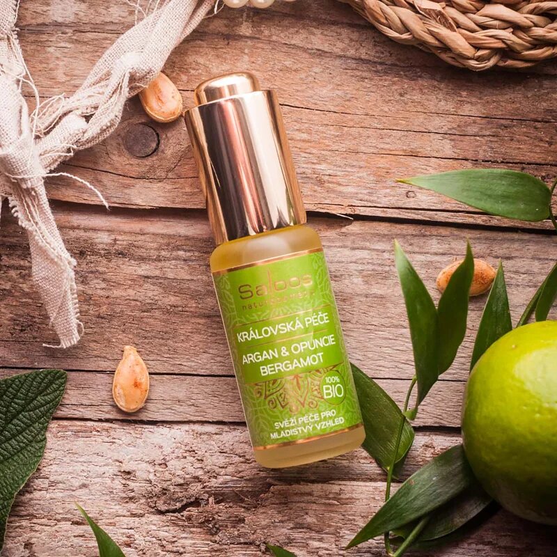 Saloos Bio Královská Péče Argan & Opuncie & Bergamot vyživující pleťový olej proti prvním známkám stárnutí pleti 20 ml