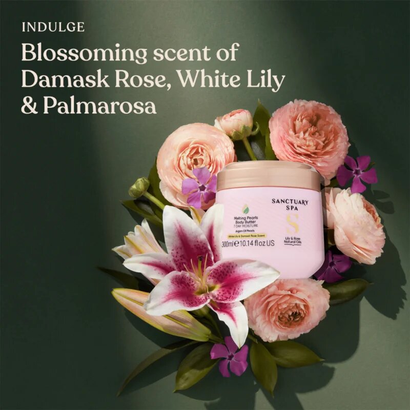 Sanctuary Spa Lily & Rose Natural Oils intenzivně hydratační tělové máslo 300 ml