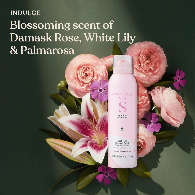 Sanctuary Spa Lily & Rose Natural Oils sprchová pěna s vyživujícím účinkem 200 ml