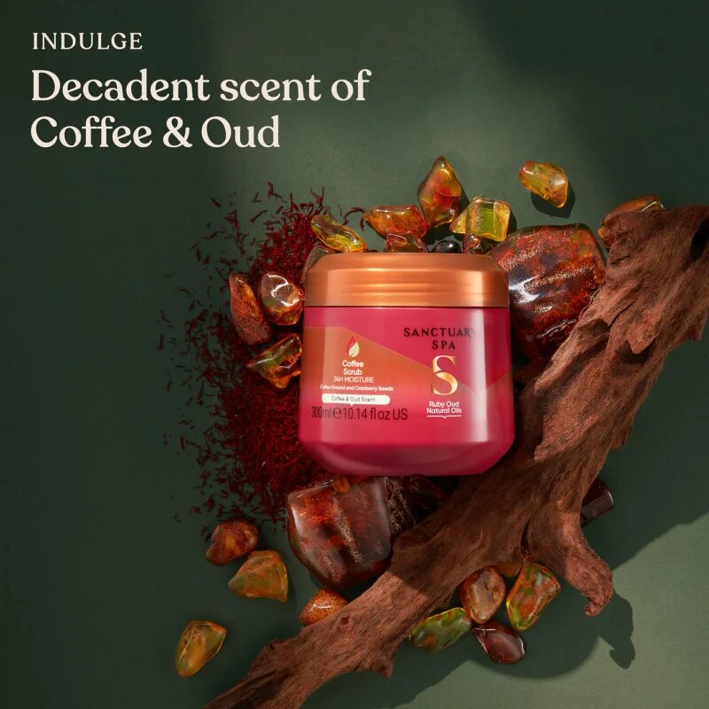 Sanctuary Spa Ruby Oud kávový tělový peeling 300 ml